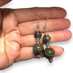 Golden Aqua Quartz Dangle Earrings 925 Sterling Silver Hooks